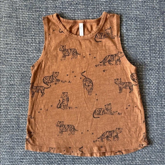 Rylee + Cru 🐯 Brown Tiger Print Tank Top 2-3Y Cotton Neutral Boutique Style - Picture 2 of 5